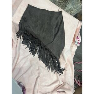 Suede Grey Tassel Skirt Western Woman's Medium Cowgirl